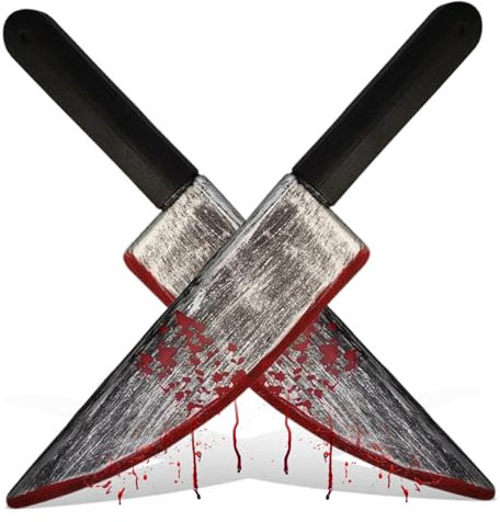 CNAFGBGG Couteau d'halloween 2pcs Faux sanglants réalistes Couteau de 15x3 Pouces Couteau à Main en Plastique Couteau de Jouet décoratif pour fête, Farce, Cosplay, décorations ...