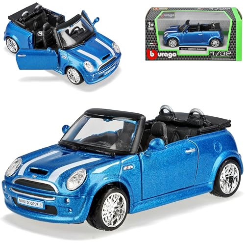 alles-meine.de GmbH Mini Cooper S Cabrio Blau R52 2004-2008 1/32 Burago Modell Auto mit individiuellem Wunschkennzeichen