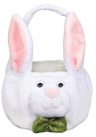 Weicher Osterhasenkorb, Cartoon-Hasen-Leckerli-Tasche, tragbare Hasen-Eier-Jagd-Tasche, Ostereierkorb mit langen Ohren für Kinder, und Feiertagsfeiern, Leckereien, Innendekoration