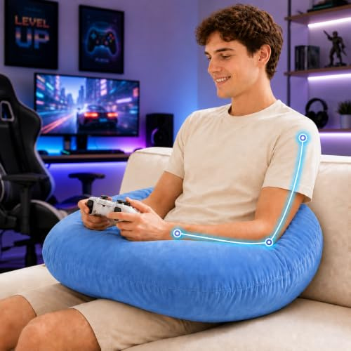 vamorry Gaming-Kissen, Armstützkissen für Bett und Sofa: Ergonomisches U-förmiges Schoßkissen mit Ellenbogenauflage für Erwachsene und Kinder, reduziert Armschmerzen und Müdigkeit beim Spielen, Lesen