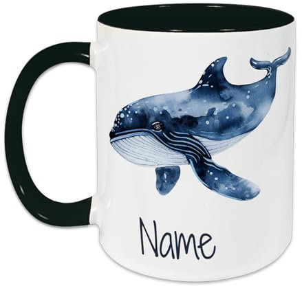 GRAZDesign Tasse maritim Wal mit Namen personalisiert - Keramiktasse für Kinder und Erwachsene 330ml