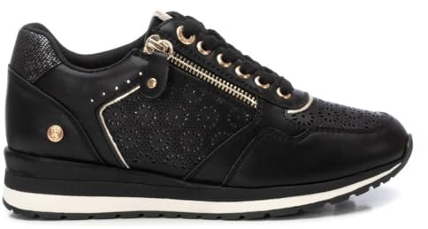 XTI - Zapatilla Mujer Negro - Calzado Cómodo y Versátil - Moda Casual - Modelo 14411303 (Talla 38)