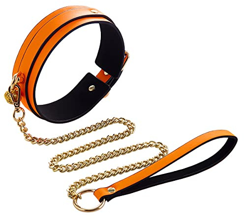 WOL VEE Collier en cuir unisexe B160 (orange)