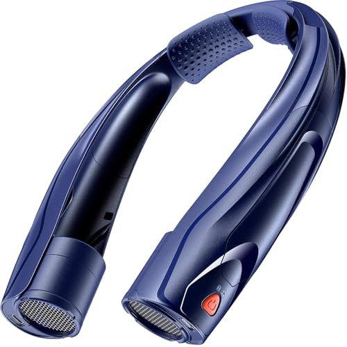 Smilfree Nackenventilator Ventilator Hals Tragbare Persönlicher: 6000 mAh Halsventilatoren Aufladbar Nacken Ventilator Halsventilator leise für Camping, Reisen, Büro (Blau)