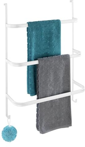 Wenko Portasciugamani MOD. Irpinia arredo Bagno Appeso Porta Doccia Pratico portasciugamani in Metallo Bianco per Battuta 2-4 cm 54,5 x 77,5 x 21,5 cm