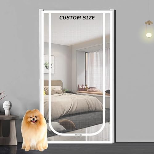 Zanzariera per porte a prova di gatto, per camera da letto, cucina, patio, balcone, autoadesiva, con cerniera su entrambi i lati (larghezza x altezza: 130 x 220 cm)