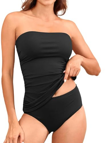 Maillot De Bain Shorty Maillots Deux Pièces Femme Grande Taille e Bikini Sexy Bustier Culotte Vetement Ete Robe Chic Et Elegant Ronde Tankini Triangle Bronzant Maillot'de Transbronzant 2