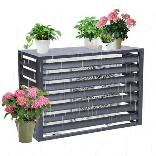 Cubierta de Aire Acondicionado Exterior Aluminio, Cubre el Aire Acondicionado para la Unidad Exterior, Apta para Todo Tipo de Clima, Reduce el Ruido(Grey,100cm)