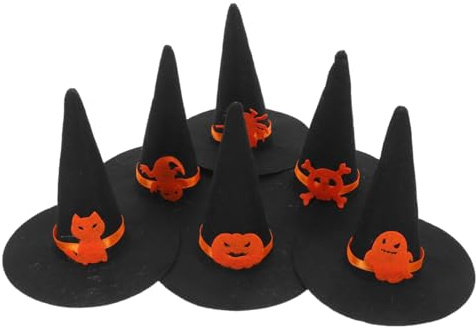 IMIKEYA Mini Hexenhut Deko: 6 Stück Halloween Miniatur Hexenhut zum Basteln - Filz Schwarz kleine Hexenhüte für Flaschenverschluss, Weinflasche, Tischdekoration Festivals, Halloween-Party