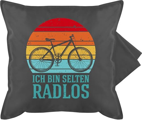 Kissenbezug - Radsport - Kissen - Ich bin selten radlos Fahrrad Spruch lustig I Radfahrer Geschenke Rennrad I Lustige Fahrrad Geschenke für Mountainbiker I Rad Geschenk für Fahrradfahrer - 50 x 50