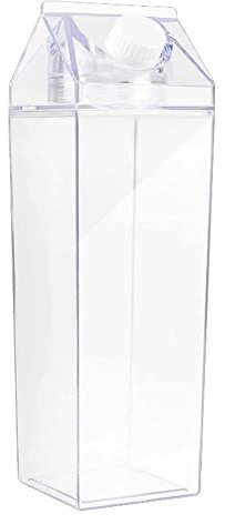 Clear Square Milk Bottle, 1000ml Plastic Clear Water Bottle Leak-Proof Milk Carton Water for Outdoor Sports Travel Camping