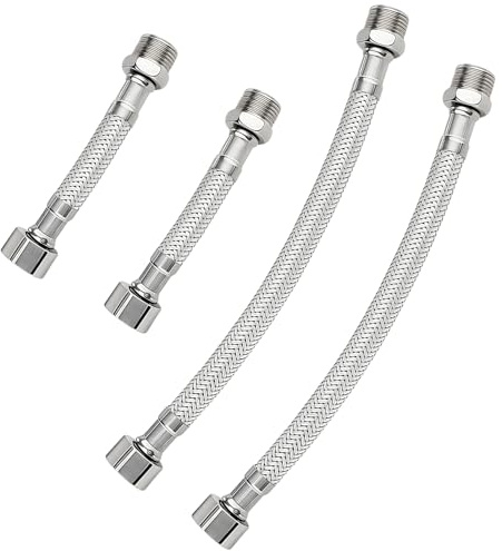 Flexschlauch 3/8, Wefaly Wasserhahn Verlängerung 304 Edelstahl Wasserhahn Schlauch Panzerschlauch 3/8 Zoll Wasseranschluss Verlängerung für Wasserhahn Bad Wc (4)