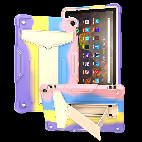 Custodia per tablet Custodia compatibile con custodia Kindle Fire HD 10/Fire HD 10 Plus 10.1 (versione modello 2021), con cavalletto Custodia ibrida a tre strati Custodia robusta antiurto Protezione