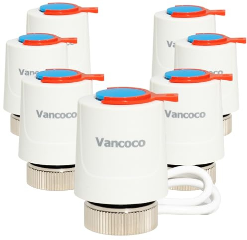VANCOCO 7er Set Stellantrieb Fussbodenheizung 230V M30x1,5 NC | Stromlos Geschlossen, Thermischer Stellmotor für Fußbodenheizung & Heizkreisverteiler