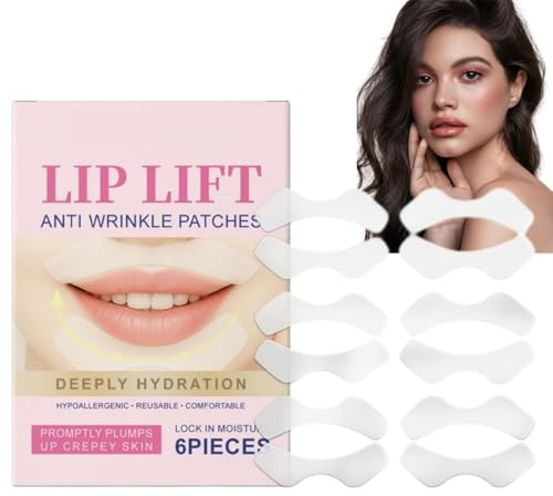6-Pack Lip Anti Wrinkle Patches,Silicone Wrinkle Patches,Smile Line P-atches,Smoothing Smile Line & Lip Area Wrinkles Treatment,Deep Hydrate & Nourish,For All Skin Types,Before Makeup Application Use