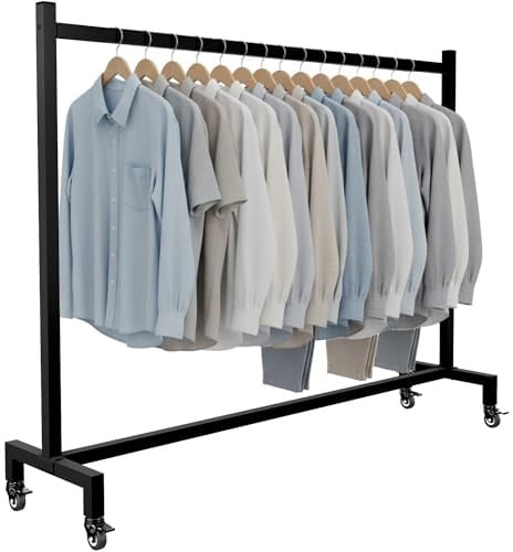 CLP Kleiderständer rollbar Gisborne mit Stahl-Gummirädern, schmaler Garderobenständer für Flur, Schlafzimmer, Ankleide und Boutique, mobil Farbe schwarz Größe 150x38x120
