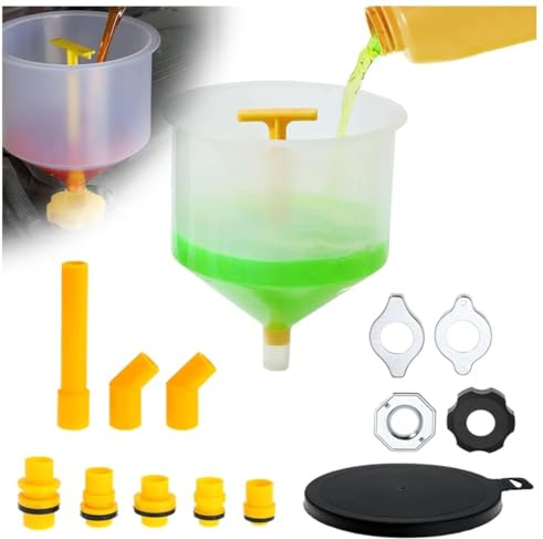 15Pcs No-Spill Car Coolant Funnel Kit, Spillproof Vehicle Radiator Coolant Filling Funnels, Spill-Free Auto Radiator Funnel Bleeder Accessories with Adapters, Universal Fitment for Most Cars