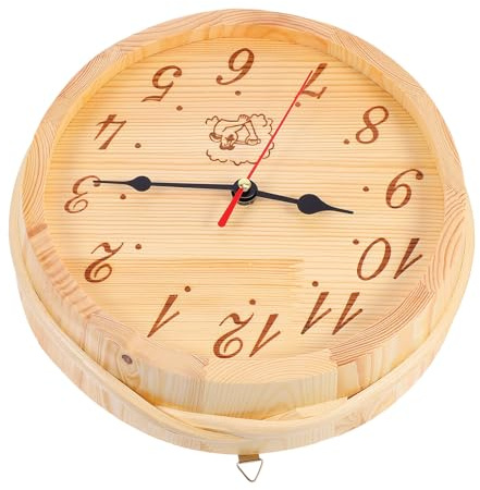 HOOTNEE Dekorative Sauna Uhr Wandhängende Wanduhr für Sauna Feuchtigkeitsresistent und Yoga Pendeluhr Wanduhr Holz