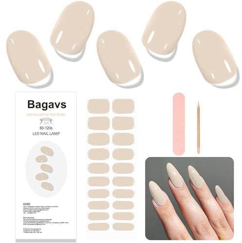 Bagavs Unghie Gel Adesive UV 20 PCS Bianco Crema Strisce Semi Polimerizzate per Manicure Facile e Veloce a Casa