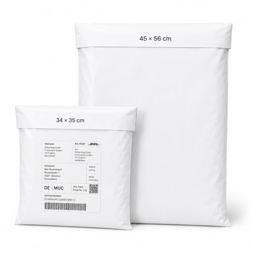 Versandbeutel 45×56 cm, 200 Stück – Versandtüten, Extra Große Versandtaschen mit Selbstklebung, Stabil & Wasserdicht