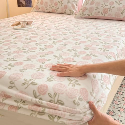 KGPGNYMYHA Winter Vollgröße Spannbettlaken Doppelbett Matratzenbezug Elastische Spannbetttuch Microfaser Superweicher Matratzenauflage(Full)