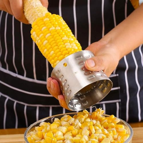 Silver Corn Premium Stainless Steel Corn Thresher Stripper & Peeler - Magic Corn On The Cob Removal Tool