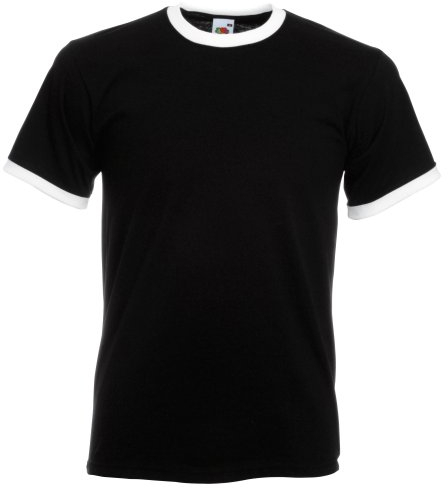 Fruit Of The Loom Herren T-Shirt Gr. L, Schwarz/Weiß