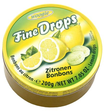 Woogie Zitronen-Bonbons Fine Drops in der wiederverschließbaren 200g Dose