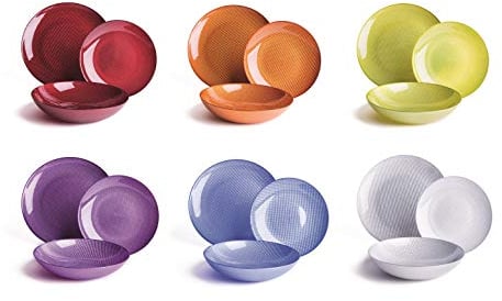 Excelsa Diamond Servizio Piatti 18 Pezzi, Vetro, Multicolore
