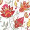 Baumwollstoff | Exotische Blumen Stoff (Grundfarbe: weiß) - rot, rosa, taupe / beige und gold / gelb | 100% Baumwolle | Stoffbreite: 160cm Meterware (1 meter)