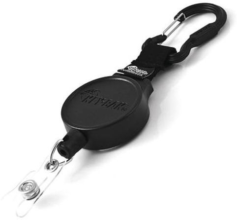 KEY-BAK MID6 Retractable Carabiner I.D. Badge Holder with 36 Retractable Cord, 6 oz. Retraction, Steel Carabiner, Black, Model Number: 0006-015