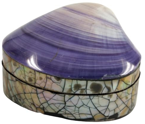 GURU SHOP Muschelschatulle, handgefertigte Schmuckschatulle aus Perlmutt | Einzigartige Muschelschatulle, Samtauskleidung, perfekte Aufbewahrung für Schmuck, edles Design, jedes Stück ein Unikat.