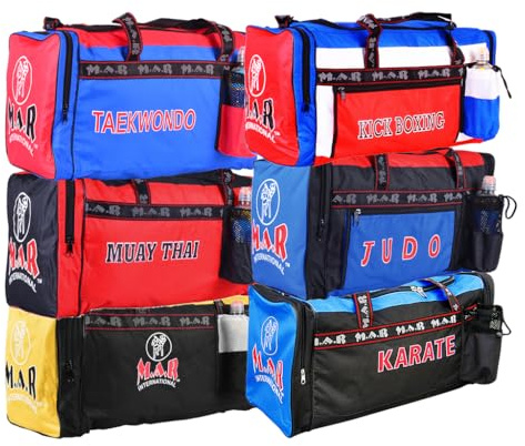 MAR | Sports Duffle Gym Bag (All in One) Unique Bottle Holder, MMA Styled Multi-Compartment Holdall, Fitness Kitbag for Mixed Martial Arts, Unisex Equipment Carry Bag - Multicolour Kit Bag