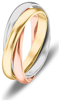 CHRIST Damen-Damenring 585er Gelbgold, 585er Weißgold, 585er Rotgold 52 Tricolor 32005753