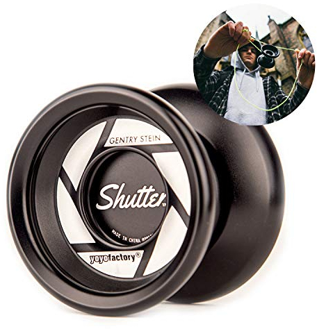 YoYo Factory Shutter Jo jo – Unresponsives Profi Yoyo aus Vollmetall – Leerlauf JoJo mit Kugellager – Von Weltmeister Gentry Stein genutzt – Spielzeug für Kinder & Erwachsene - Schwarz