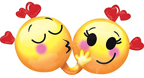 amscan 3415801 Folienballon Emoticon verliebt, Gelb