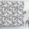 ABAKUHAUS Le Jour des Morts Rideau de Douche, Sketch crâne Mort, Tissu Ensemble de Décor de Salle de Bain avec Crochets, 175 cm x 240 cm, Noir et Blanc