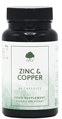 Zinc & Copper Supplement - High Absorption Chelated Formula - 15:1 Balanced Ratio - Immune Support - Vegan, Non-GMO, 60 Capsules - G&G Vitamins