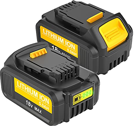 FUNMALL 2X18V 5,0Ah DCB184 pour Dewalt Batterie de Remplacement pour Dewalt Batterie 18V DCB184 DCB200 DCB182 DCB180 DCB181 DCB182 DCB201 avec Indicateur LED Outils Électriques