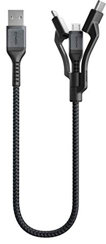Nomad Kevlar Universal Kabel, USB-A/USB-C/Micro-USB/Lightning, 0,3 m, schwarz