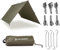 AquaQuest Safari wasserdichte Camping-Plane - Leichter Sonnenschutz oder Regenschutz - Wandern, Rucksackreisen & Hängematte, 3 x 2 m Olivgrun Kit
