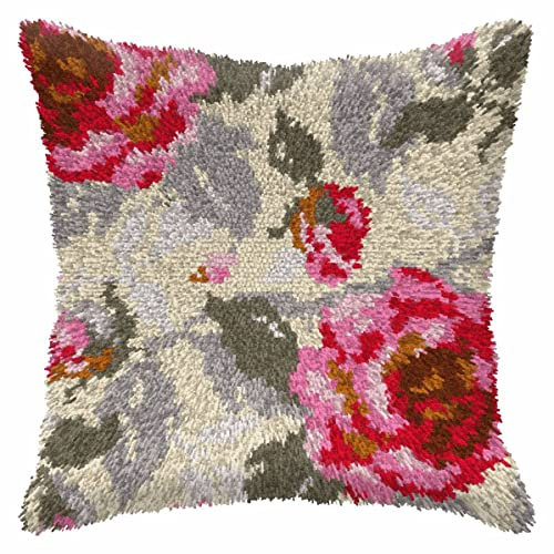 Orchidea 4123 Knüpfkissen-Set, 40 x 40 cm, Rosa Rosen