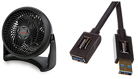 Honeywell HT-900E Ventilador turbo potente y silencioso y cable de extensión USB 3.0 de AmazonBasics (de un macho a una hembra) de 3 m (compatibilidad con versiones anteriores de USB 2.0 y 1.1)