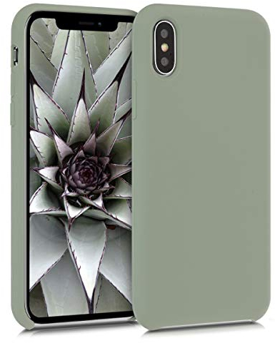 kwmobile Case Compatible with Apple iPhone X Case - TPU Silicone Phone Cover with Soft Finish - Gray Green