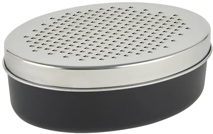 Cheese Grater with Lid Container Stainless Steel Coarse & Fine Hand Slicer Vegetables Fruits (Black)