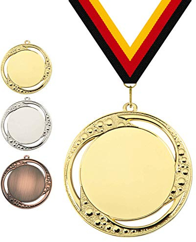Medaille Portugal Ø 70 mm, mit individuellem Wunschtext in Gold, Silber & Bronze Farbe | 50mm Emblem und passendem Medaillenband | Für Fußball, Schwimmen, Leichtathletik, Tennis, Kindergeburtstage
