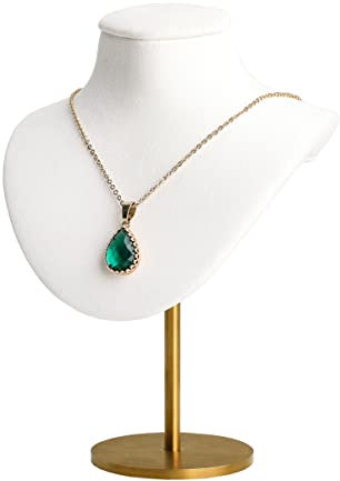 GemeShou Weiß Halskettenträger-Büste für Mädchen, Sammet-Schmuck-Organisator zum Aufhängen, kleiner Halskette-Mannequin, Metall-Halskette-Ausstellung-Ständer zum Verkauf 【White】
