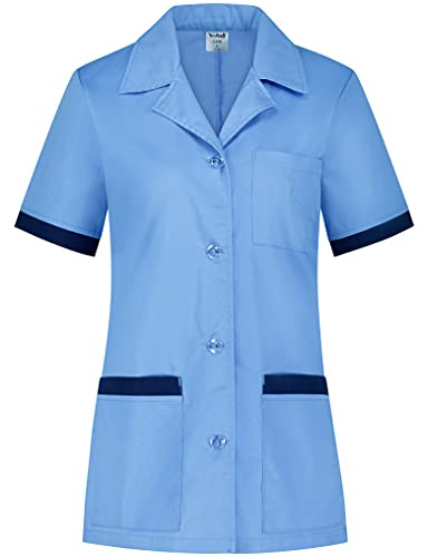 B-well Gabi Schlupfkasack Schlupfjacke Damen Kasack Kurzarm V-Ausschnitt Kasacks Damen Pflege mit Knöpfen