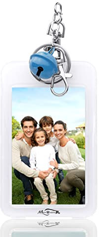 Memorablepix Instax Polaroid Mini Film Key Chain - Custom Picture Key Ring for Fujifilm Mini 9 Photo Film, Blue, 3 x 5