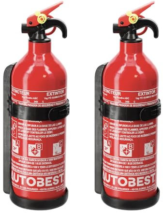 Autobest Lot de 2 extincteurs 1kg à poudre classe ABC